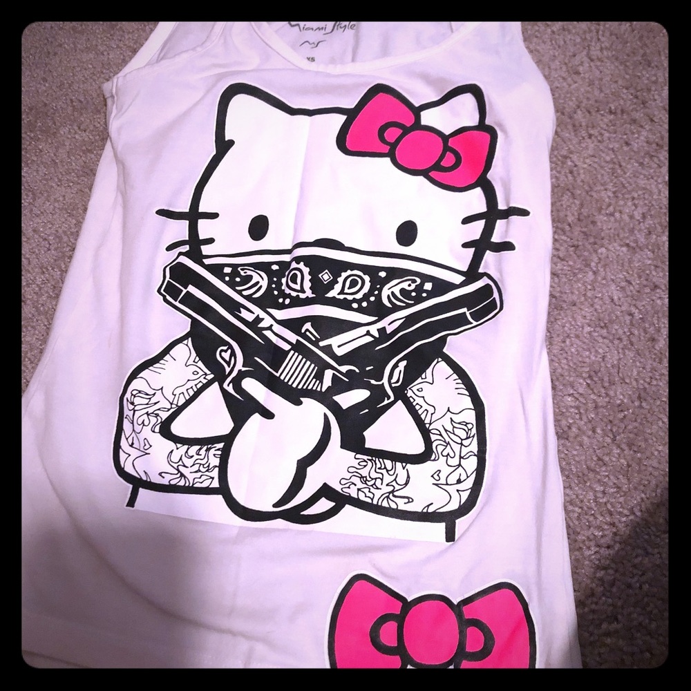 Super cute Hello Kitty tatted tank!